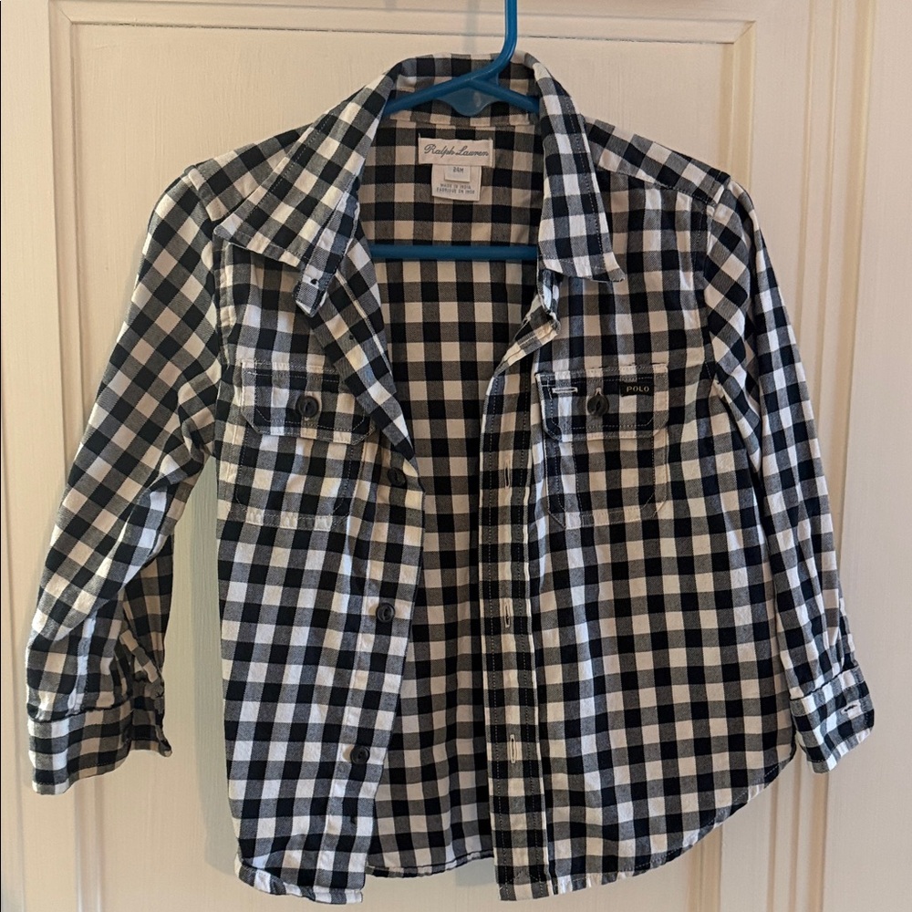 Ralph Lauren Black and White Checkered Kids Shirt